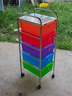 Five drawer rolling cart