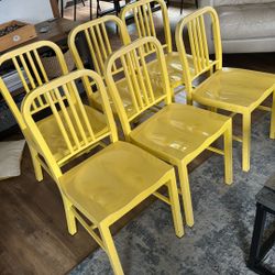 6 Yellow Aluminum cochairs