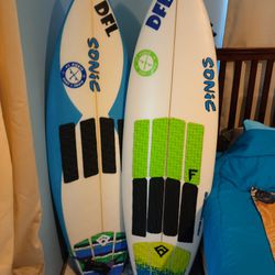 Two Sonic Boards 5'1 Swallow White One Blue One Is5'8