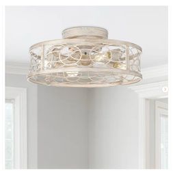 Gloriel 20 in. 4-Light Indoor Rustic White Farmhouse Fandelier Ceiling Fan - New