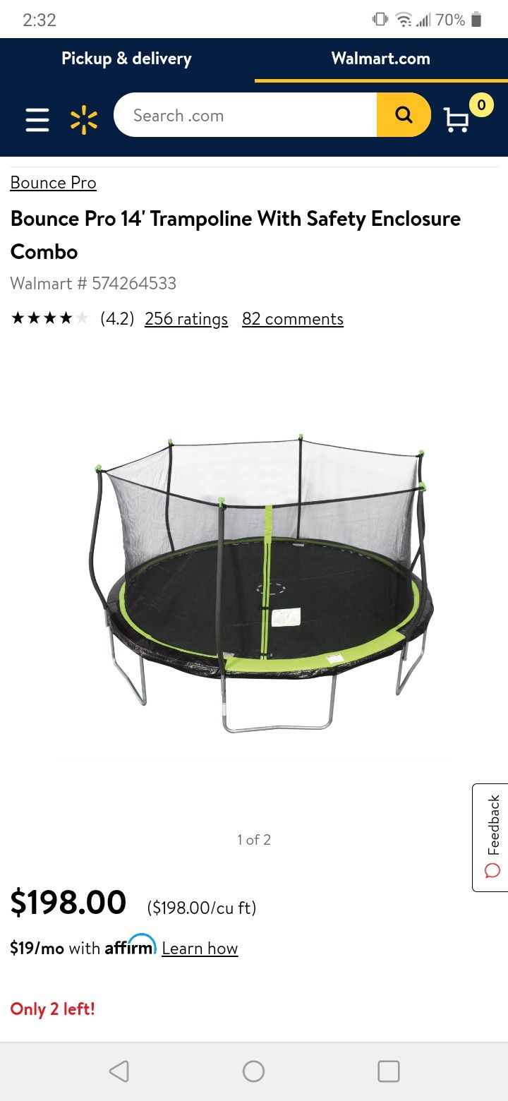 14' trampoline with safety net