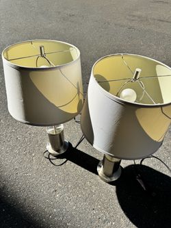 Pair of Brushed Nickel Table Lamps