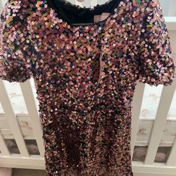 BCBG Multi Sequin Puff Sleeve Dress Girl 