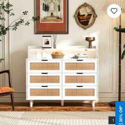 6 Drawer Rattan Dresser
