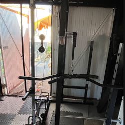 Marcy Strength Training Home Gym Cage Squat Rack with Pulley System 