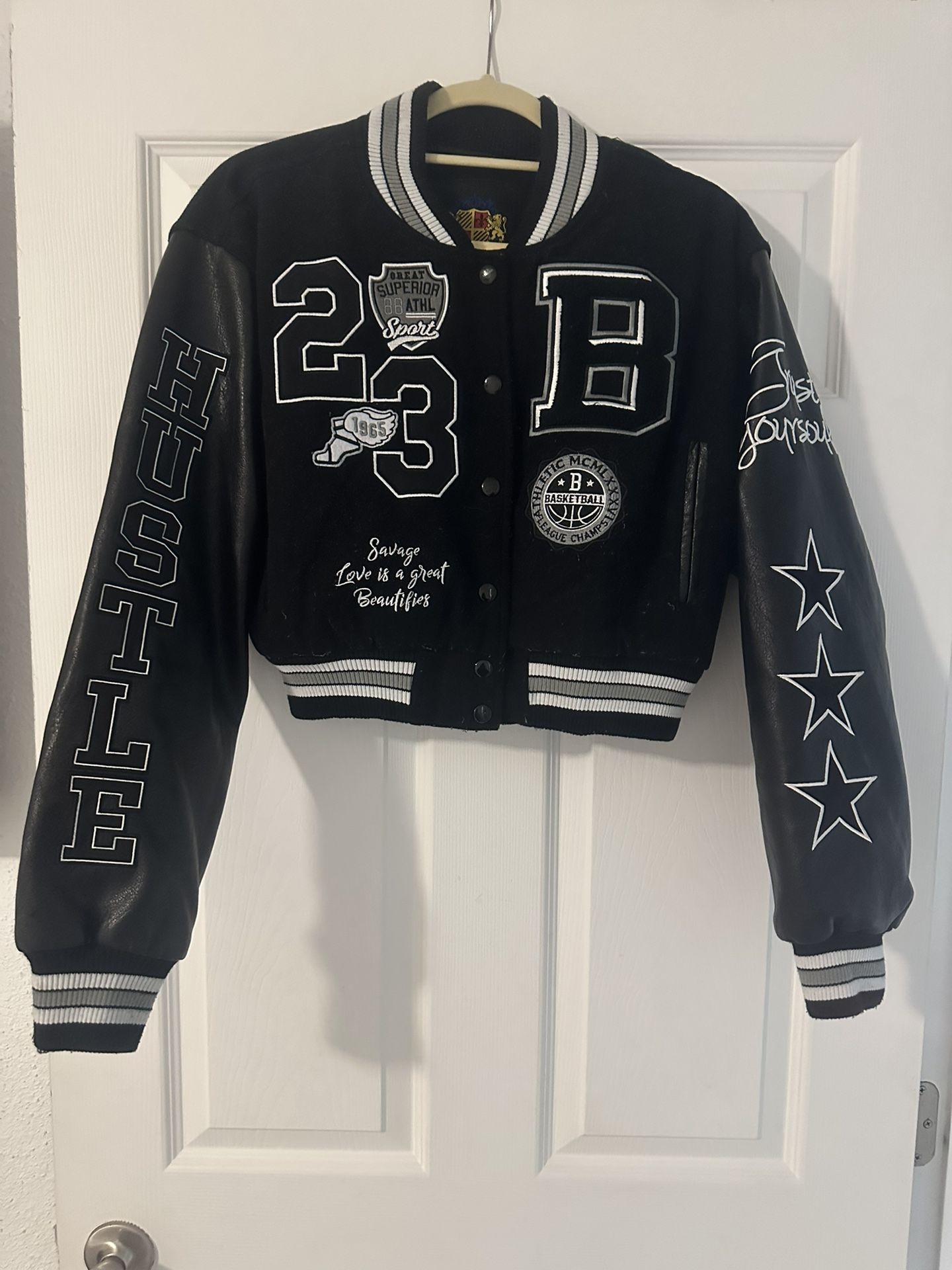 Red Fox Women's Wool Crop Varsity Jacket With Patch