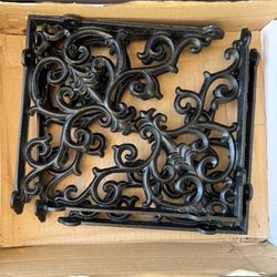 4 Black Shelf Brackets 