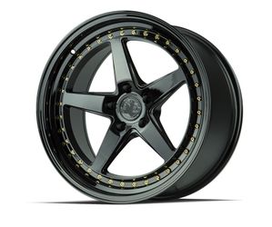 18x8.5 AodHan DS05 Gloss Black w/Gold Rivets Wheels