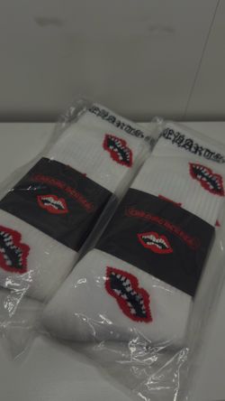 White chrome heart socks