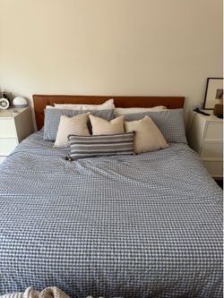 Bed frame and leather head board