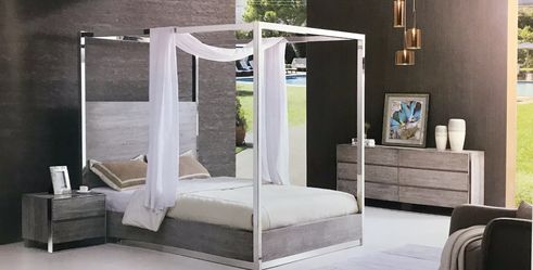 Italian Gray stainless steel Bedroom Set