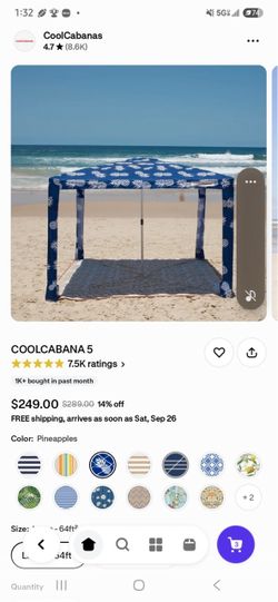 CoolCabana 5 Beach Cabana – Pineapple and Grass Kit