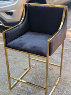 Black Velvet Gold Frame Bar Stool