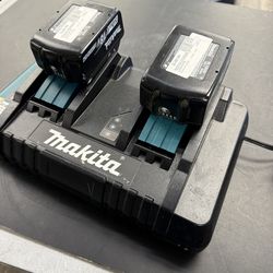 Makita #DC18RD Rapid Charger with Two 18V 5.0AH Batteries