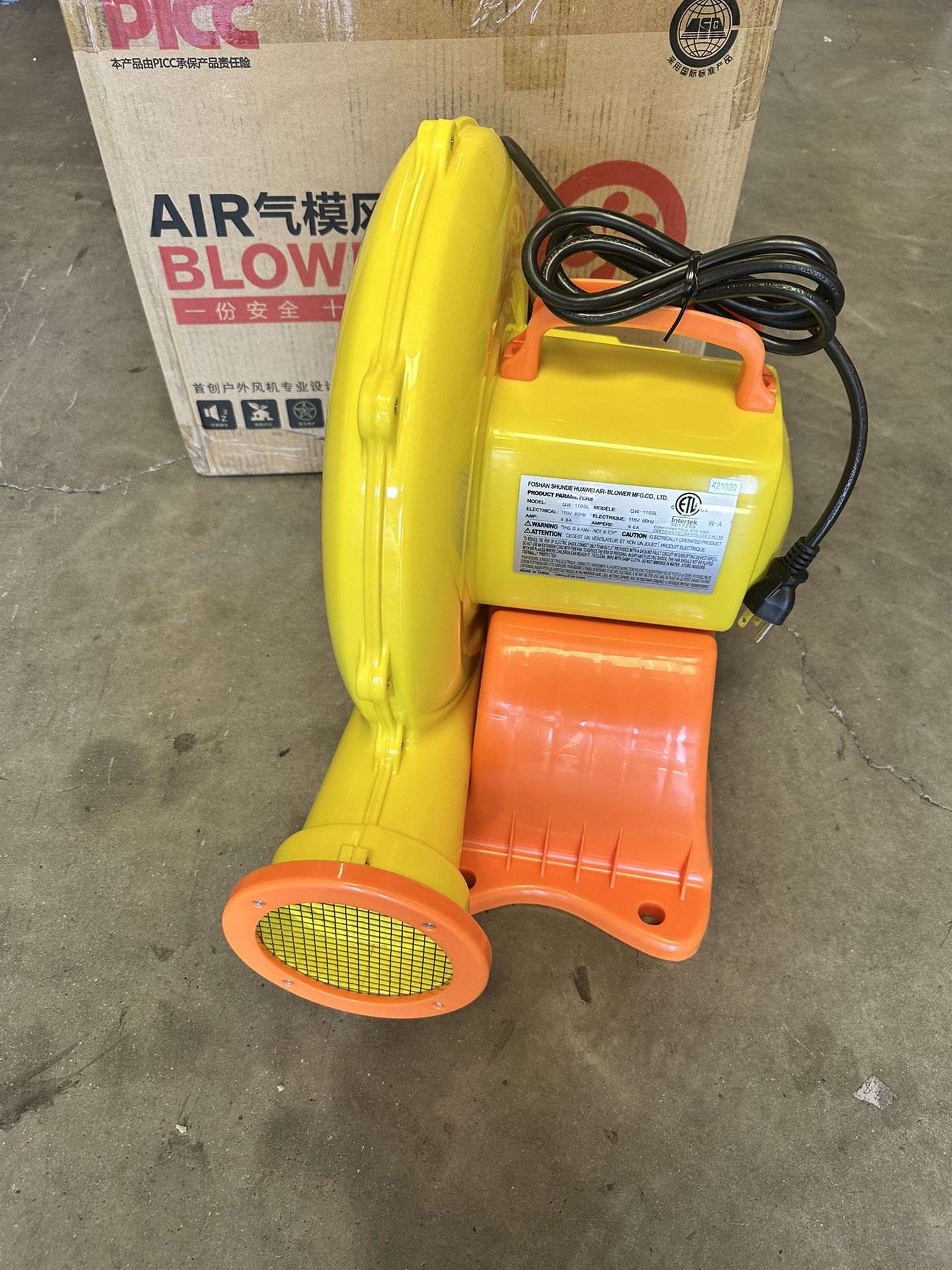 1100Watt/1.5HP High Power Air Blower for Large Inflatables, GONFLABLE Inflatable Bounce House Blower, Portable Fan Pump Leaf Blower Corded Commercial