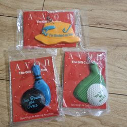 Vintage Avon Gift Collection Sporting Life Sports Valentines Keychain Lot of 3 NEW 