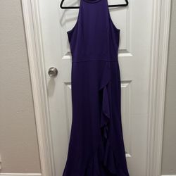 Dress halter neck With Ruffle Slit 