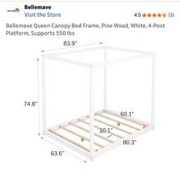 Canopy queen bed with mattress