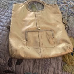 Coach gold metallic online tote bag