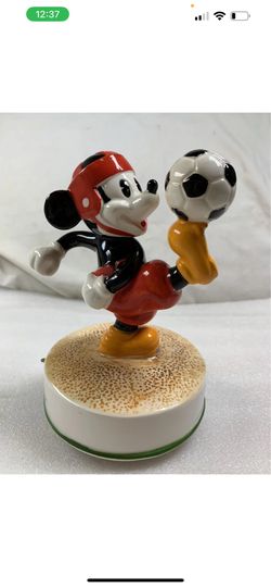 Schmid Disney Mickey Mouse Soccer Music Box, TIP TOE THROUGH THE TULIPS, RARE!