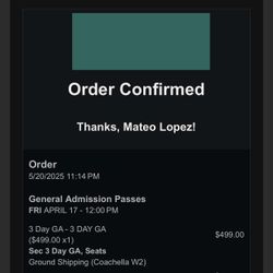 1 Coachella Weekend Two Ticket