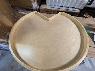 Rev-A-Shelf Lazy Daisy Banded Wood Single Shelf 32" Kidney Shaped Lazy Susan with Swivel Base for Corner Base Cabinets