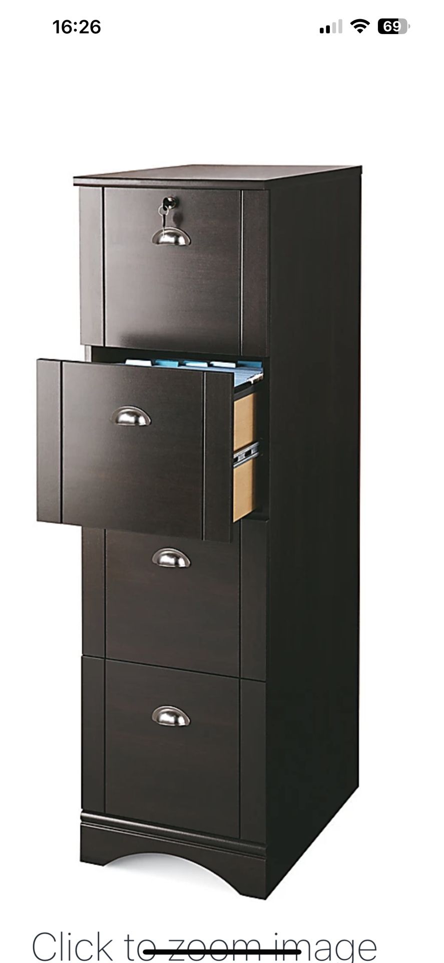 Realspace Dawson 4-Drawer Vertical File Cabinet, 54"H × 15 1/2"W x 21 3/4"D, Cinnamon Cherry