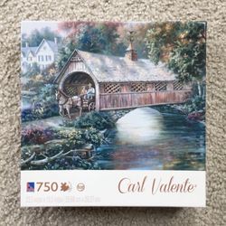PHEASANT RIVER BRIDGE Carl Valente 750 Pc Jigsaw Puzzle Covered Bridge - SEALED!!