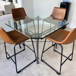 Bloomingdale’s Glass top Iron Table 