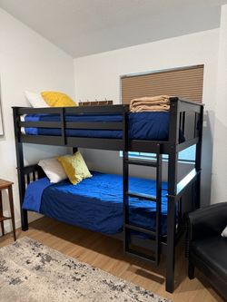 Bunk beds with mattresses