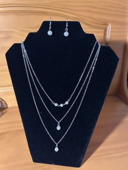 Silver Necklace and Earring set