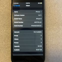 Apple iPhone 8 64GB Space Grey Unlocked Used Good Condition iOS 14.7.1 FMI OFF