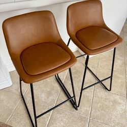 29” Carmel Faux leather Stool (pair)