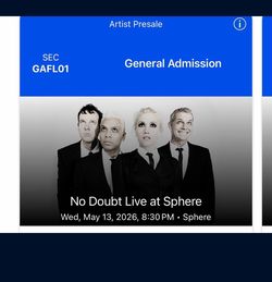 No Doubt May 13 Floor!