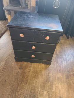 3 Drawer Black Nightstand