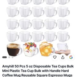 50 Mini Tea Cups/ Dessert Cups Plastic