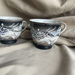 VINTAGE 3 Pcs  JAPANESE DRAGON TEA CUP 