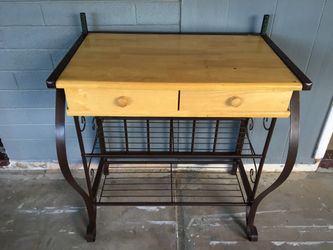 Wood  Table  Costume  Made  Metal  Frame 