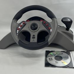 PlayStation 1 Racing Steering Wheel MC2 Mad Catz With Ridge Racer