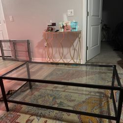 two tiered glass coffee table