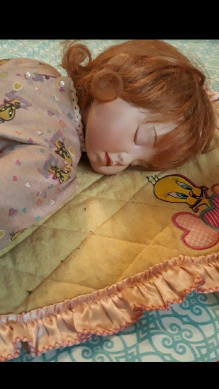 Tweety Bird Sleeping Porcelain Doll