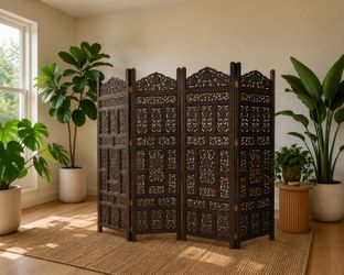 Oriental Carved Wood Screen