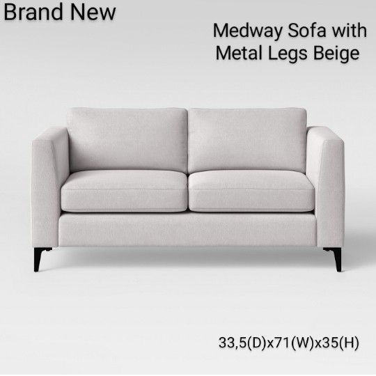 Brand New Medway Sofa With Metal Legs Beige