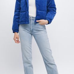 Royal Blue Corduroy Puff Jacket $30