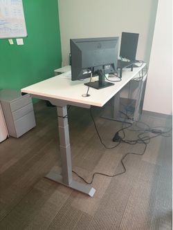 Power Adjustable Sit-Stand Desk – White Top, Electric Height Adjustable (Used)