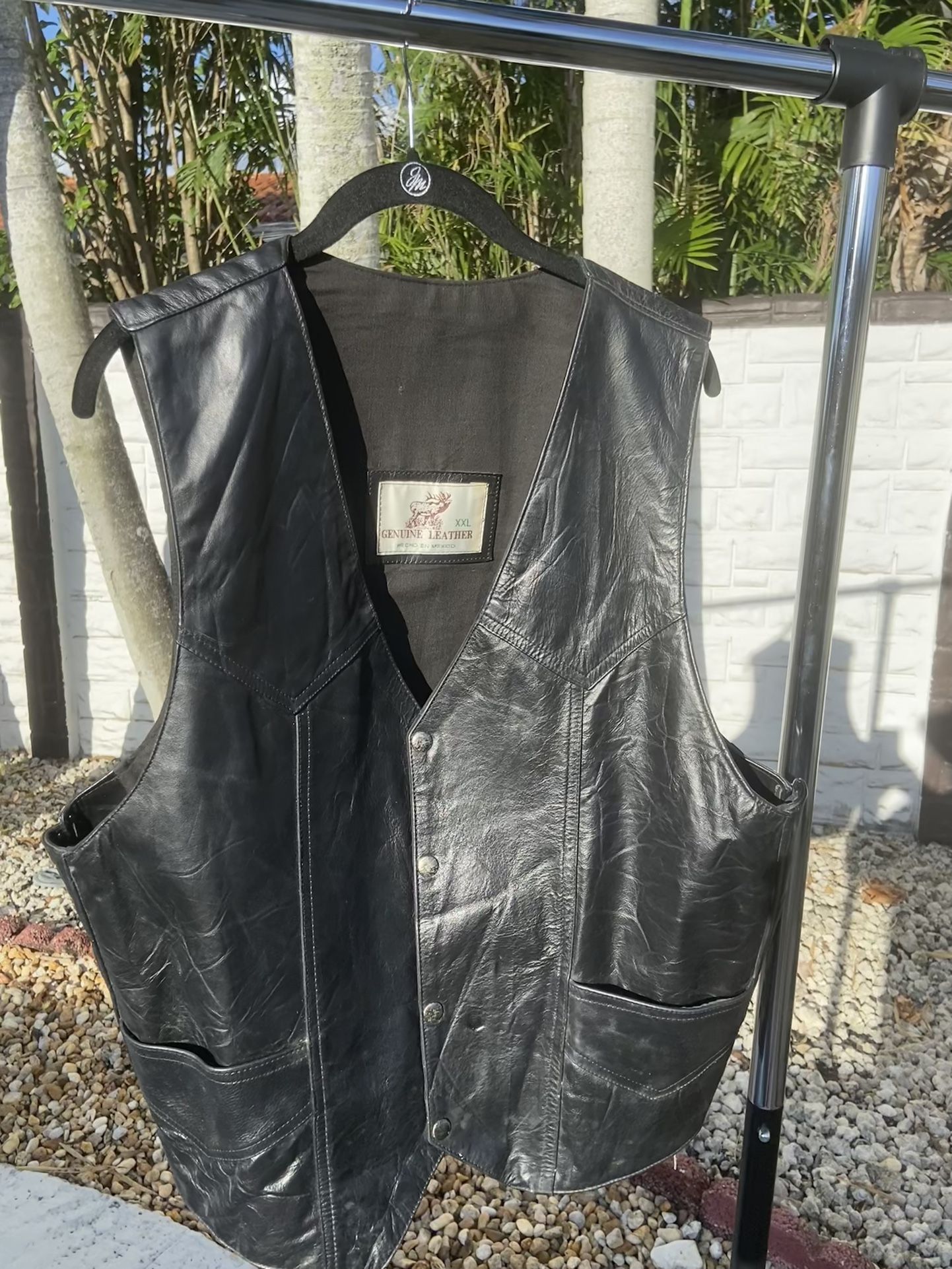 Leather Biker Vest XXL