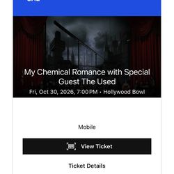 MCR Hollywood Bowl Ticket