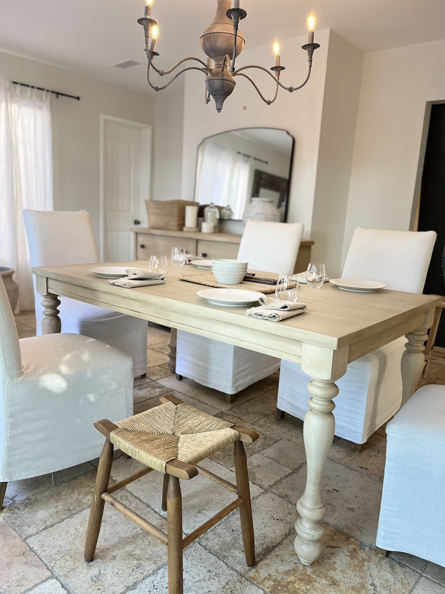 Pottery barn inspired, TUSCANY LEG STYLE DINING TABLE ONLY ( CHAIRS ARE NOT FOR SALE )