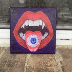 5x5 Vampire Mouth Acrylic Painting