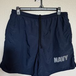 Authentic U.S. Navy PT Running Shorts Men’s Large Made USA Reflective Navy Athletic
